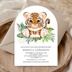 Tropical Jungle Safari Cute Tiger Arch Baby Shower Invitation