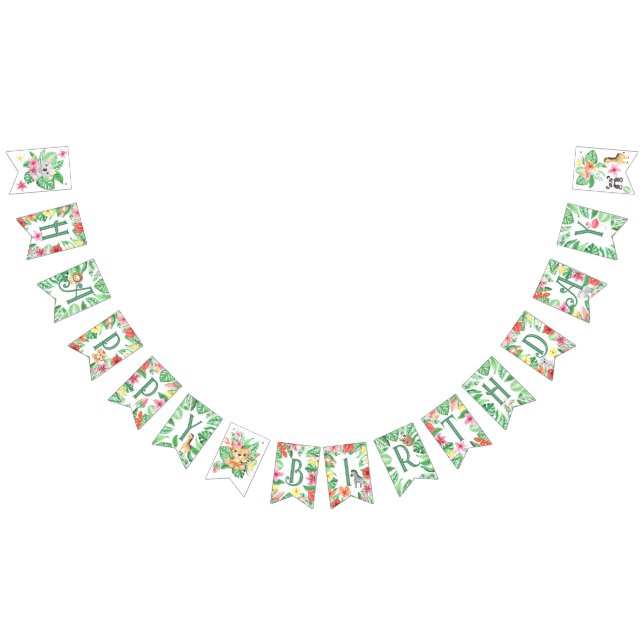 Tropical Jungle Safari First Birthday Bunting (All)
