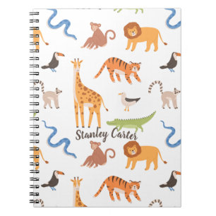 Tropical Jungle Safari Wild Animals Pattern Notebook