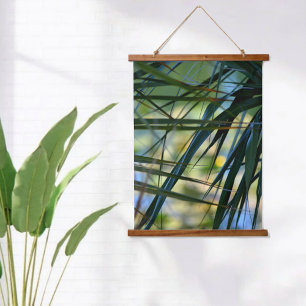 Tropical Jungle Shades of Blue Green and Yellow Hanging Tapestry