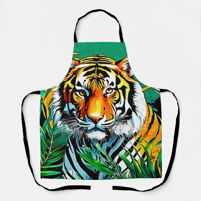 Tropical Jungle Tiger Gaze Design Apron (Front)