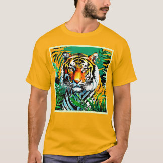 Tropical Jungle Tiger Gaze Design T-Shirt