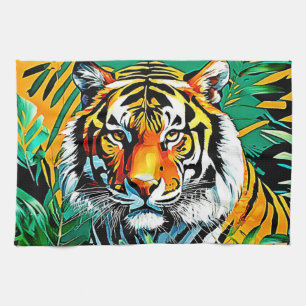 Tropical Jungle Tiger Gaze Design Tea Towel
