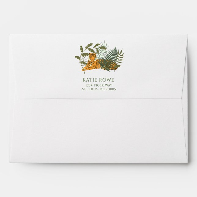 Tropical Jungle Tiger Return Address Envelope (Back (Top Flap))
