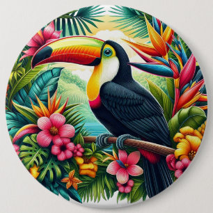 Tropical/Jungle Toucan bird  6 Cm Round Badge