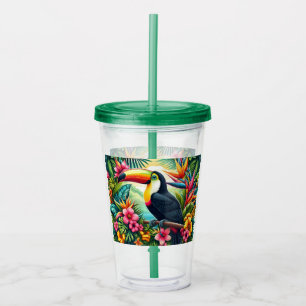 Tropical/Jungle Toucan bird Acrylic Tumbler