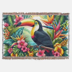 Tropical/Jungle Toucan bird Throw Blanket