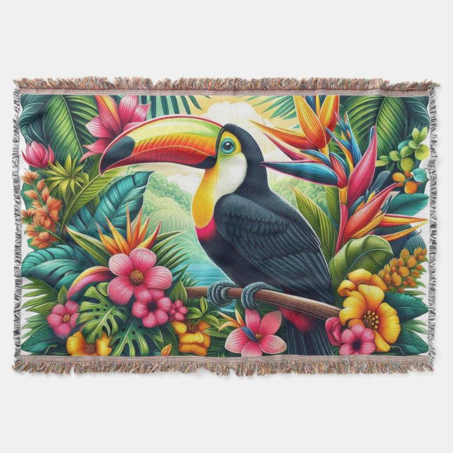 Tropical/Jungle Toucan bird  Throw Blanket (Front)