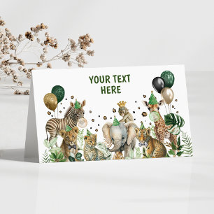 Tropical Jungle Wild Safari Party Animals Birthday Place Card