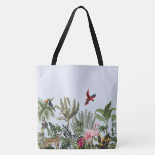 Tropical Jungle Wildlife Square Silk Scarf Tote Bag