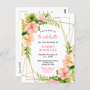 Tropical Jungle with Foliage Birthday Party Postcard