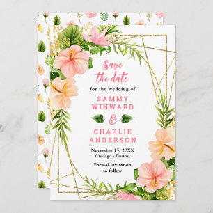 Tropical Jungle with Foliage Wedding Save The Date
