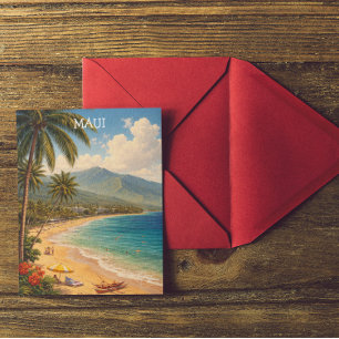 Tropical Ka’anapali Beach Maui Vintage Travel Postcard