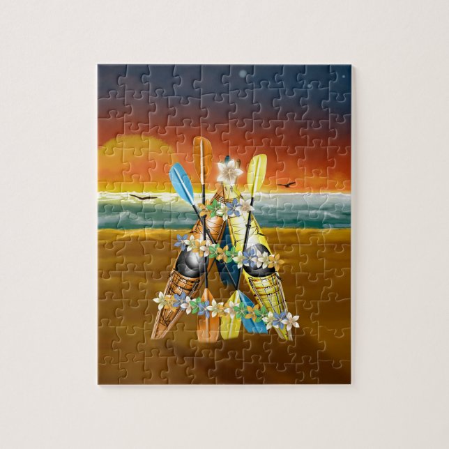 Tropical Kayak Christmas Tree Jigsaw Puzzle (Vertical)