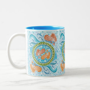 Tropical Koi Mandala  Two-Tone Coffee Mug