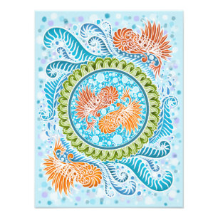 Tropical Koi Mandala Vibrant Ocean Zen Art Photo Print