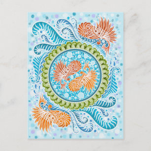 Tropical Koi Mandala Vibrant Ocean Zen Art Postcard