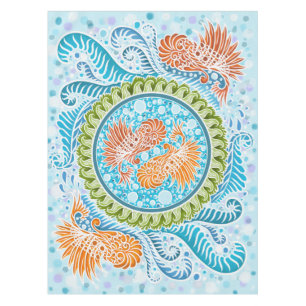 Tropical Koi Mandala Vibrant Ocean Zen Art Tablecloth