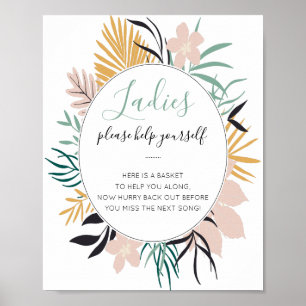 Tropical Ladies Bathroom Basket Wedding Sign