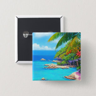 Tropical lagoon 15 cm square badge