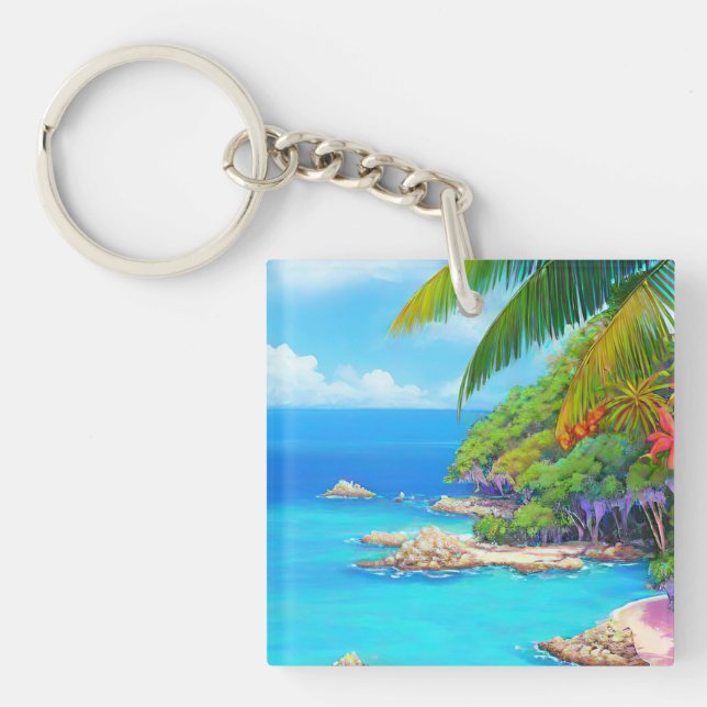 Tropical lagoon key ring (Front)