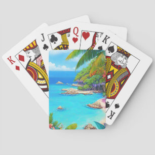 Tropical lagoon playing cards