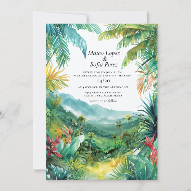 Tropical Landscape Bali Wedding Invite (Front)