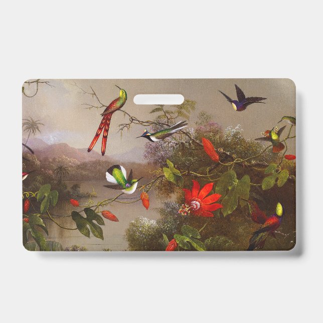 Tropical Landscape with Ten Hummingbirds Heade ID Badge (Front)