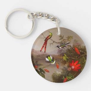 Tropical Landscape with Ten Hummingbirds Heade Key Ring