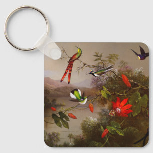 Tropical Landscape with Ten Hummingbirds Heade Key Ring