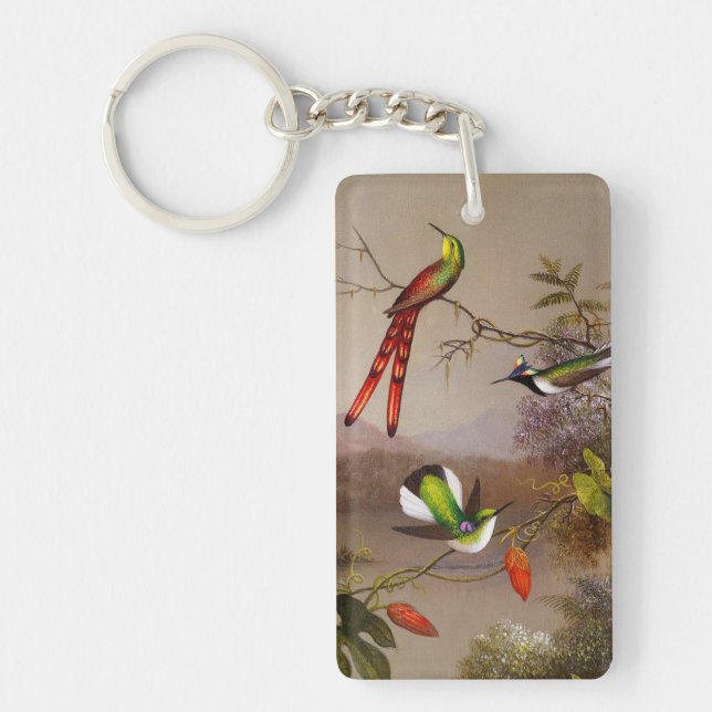 Tropical Landscape with Ten Hummingbirds Heade Key Ring (Front)