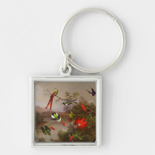 Tropical Landscape with Ten Hummingbirds Heade Key Ring