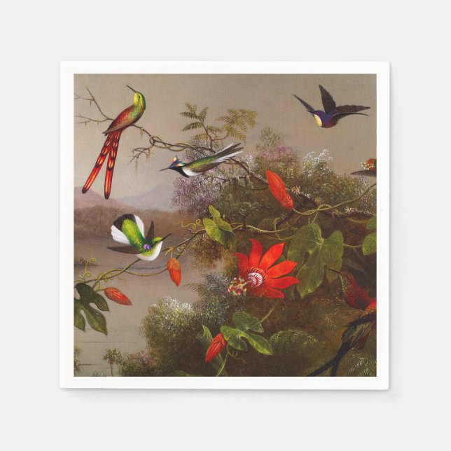 Tropical Landscape with Ten Hummingbirds Heade Napkin (Front)