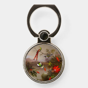 Tropical Landscape with Ten Hummingbirds Heade Phone Ring Stand