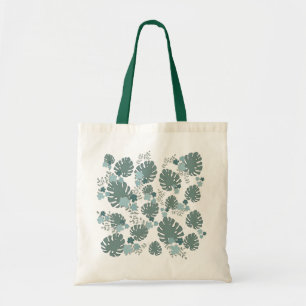 tropical large leaves tote bag