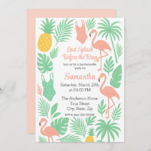 Tropical Last Splash Bachelorette Party Invitation