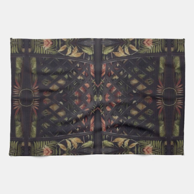 Tropical Latticework Tea Towel (Horizontal)