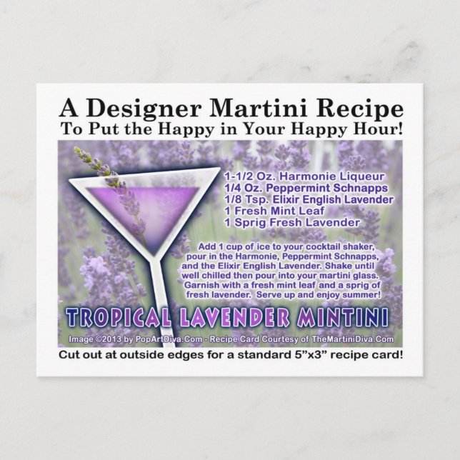Tropical Lavender Mint Martini Postcard (Front)