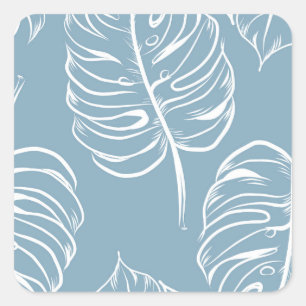 Tropical Leaf Abstract: Seamless Greenery. Square Sticker
