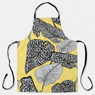 tropical leaf and animal skin illustration pattern apron