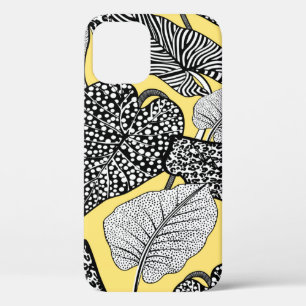 tropical leaf and animal skin illustration pattern iPhone 12 case