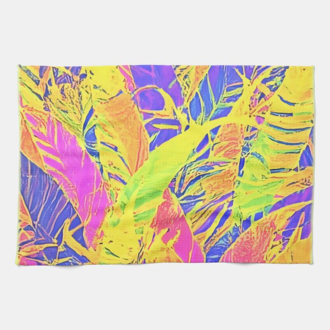 Tropical Leaf Art Tea Towel (Horizontal)