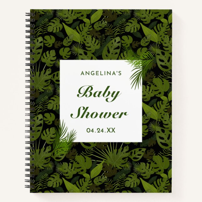 Tropical Leaf Baby Shower Gift List Notebook (Front)
