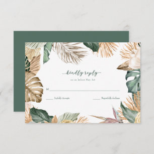 Tropical Leaf Beach Wedding RSVP
