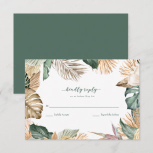 Tropical Leaf Beach Wedding RSVP Card