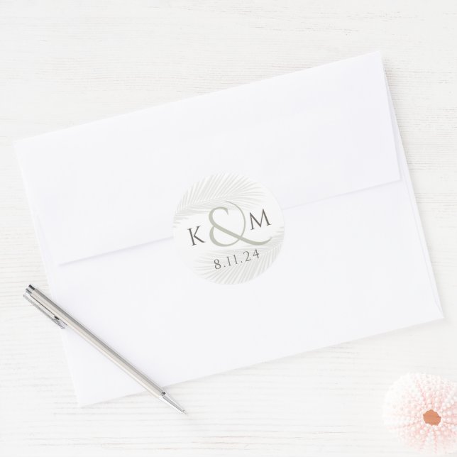 Tropical Leaf Boho Wedding Thank You  Classic Round Sticker (Envelope)