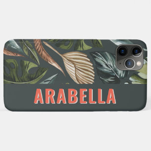 Tropical leaf botanical personalized name iPhone 11 pro max case