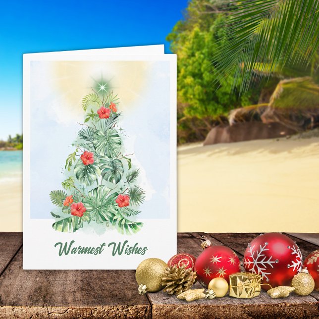 Tropical Leaf Christmas Tree Greeting Card (Creator Uploaded)