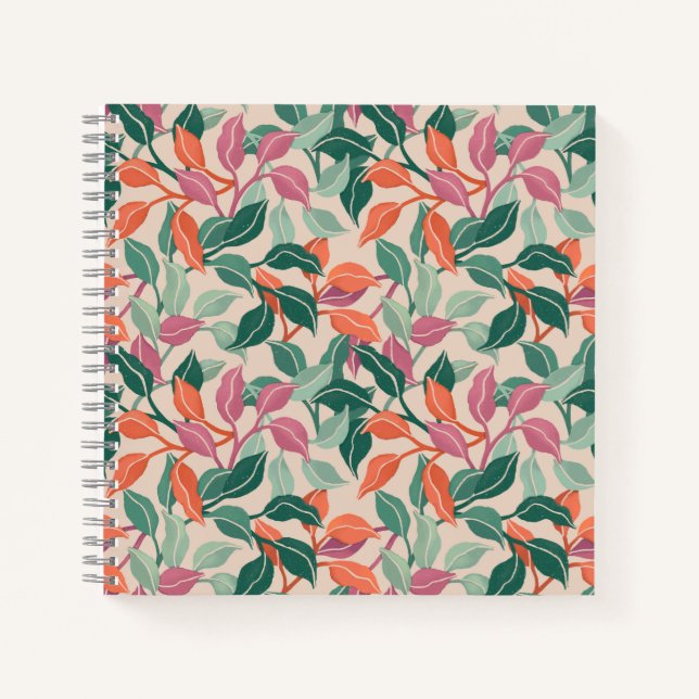 Tropical Leaf Coral Green Botanical Chic Journal (Front)