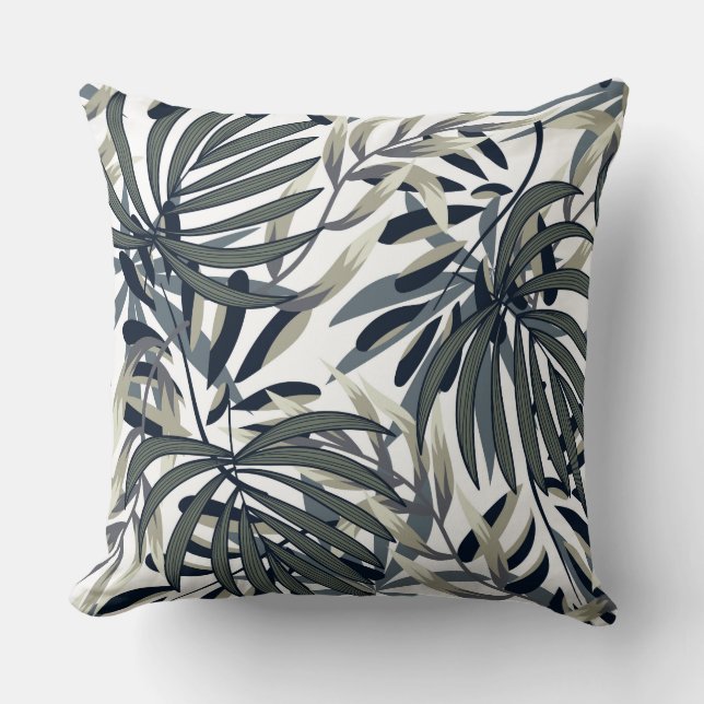 Tropical Leaf Designer Throw Pillow (Front)
